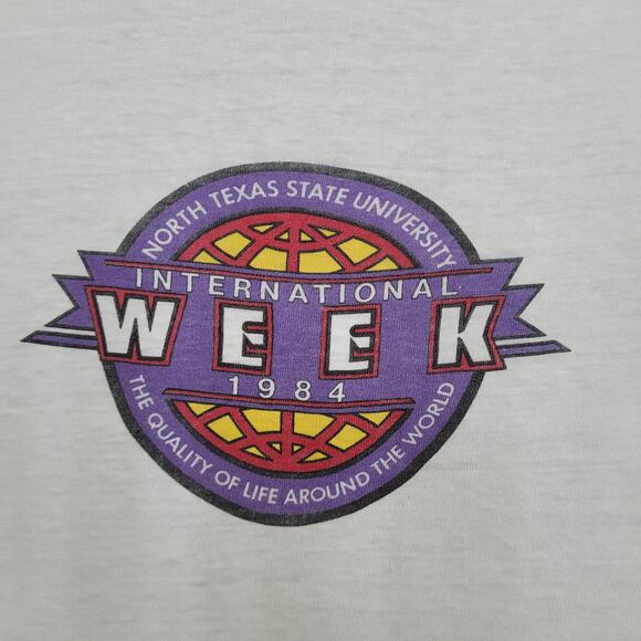 Vintage 1984 North Texas State University Shirt Womens XL 21x25 Ringer - Picture 4 of 13